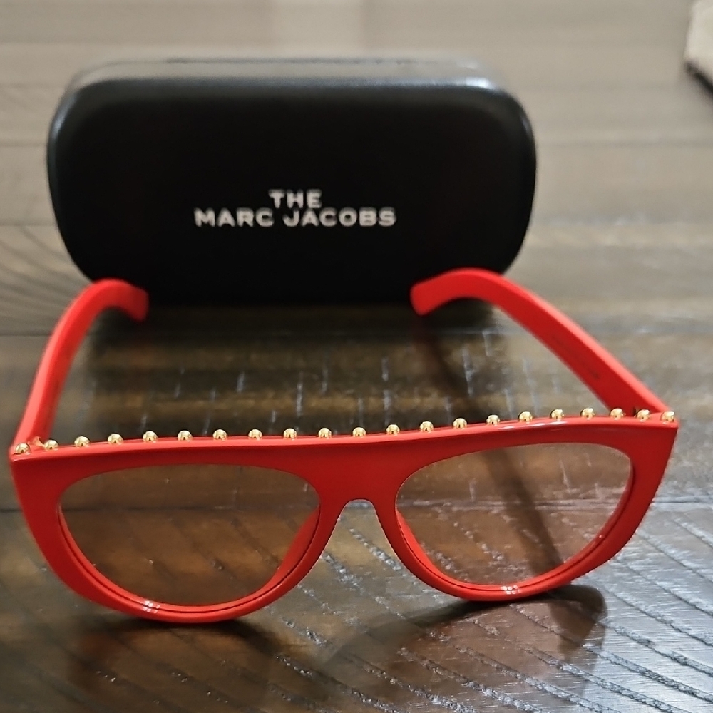 Marc Jacobs Red Sunglasses with Gold Stud Trim